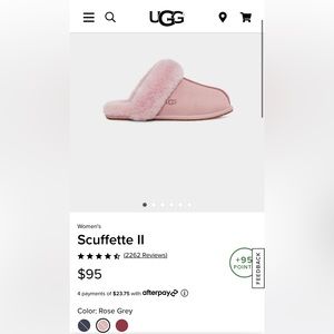 Brand new Rose Grey Ugg Slippers size 7